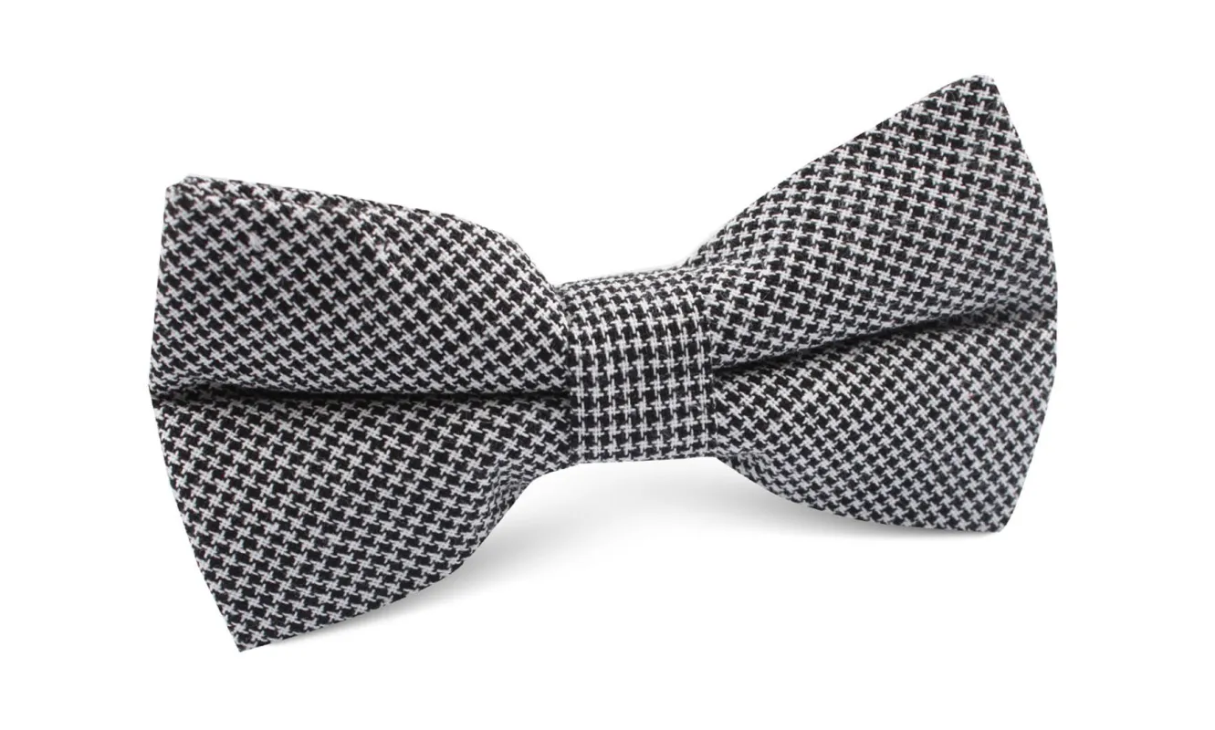 Black & White Houndstooth Cotton Bow Tie made by OTAA