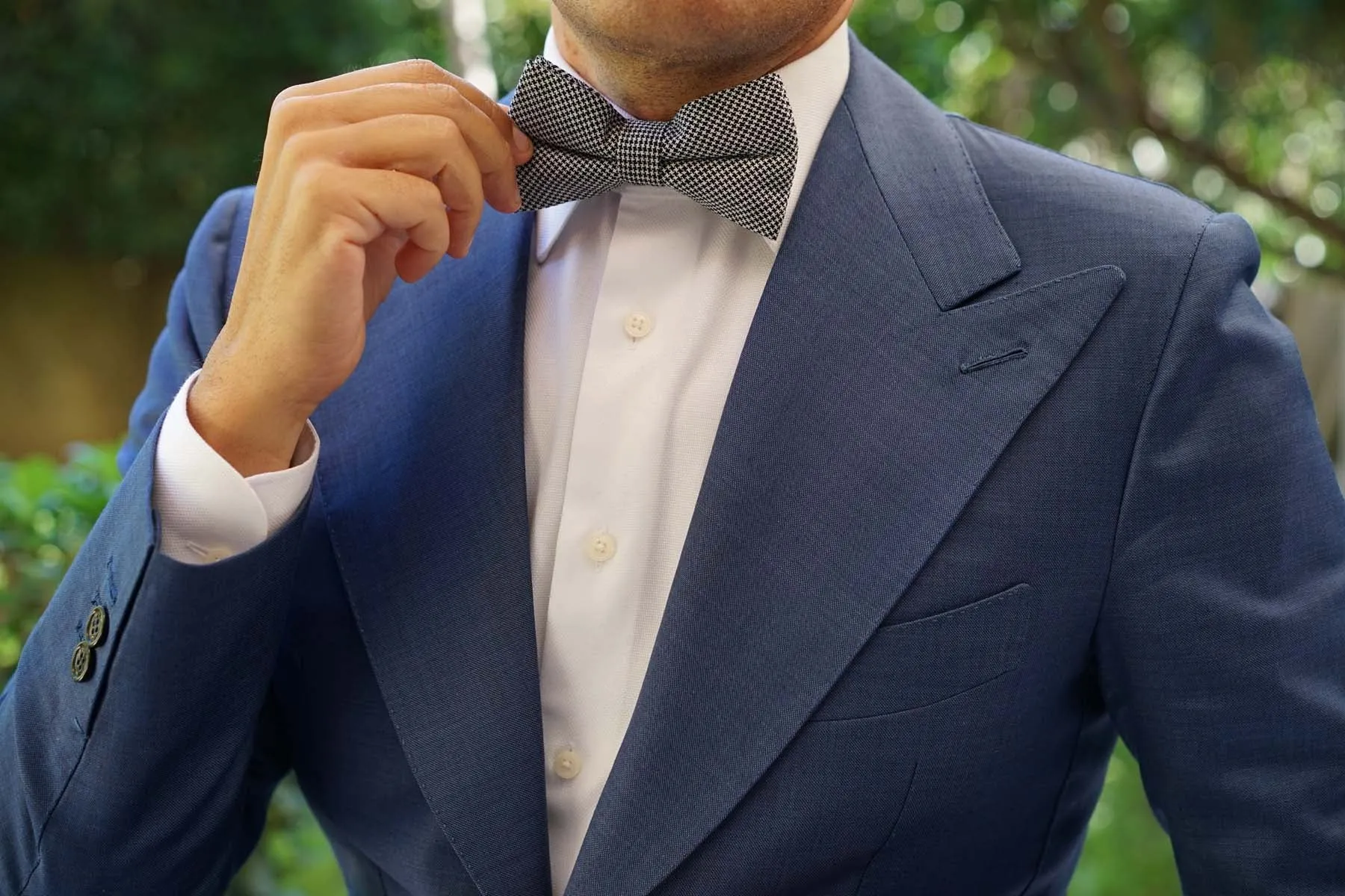 Black & White Houndstooth Cotton Bow Tie sold by OTAA product image thumbnail 5