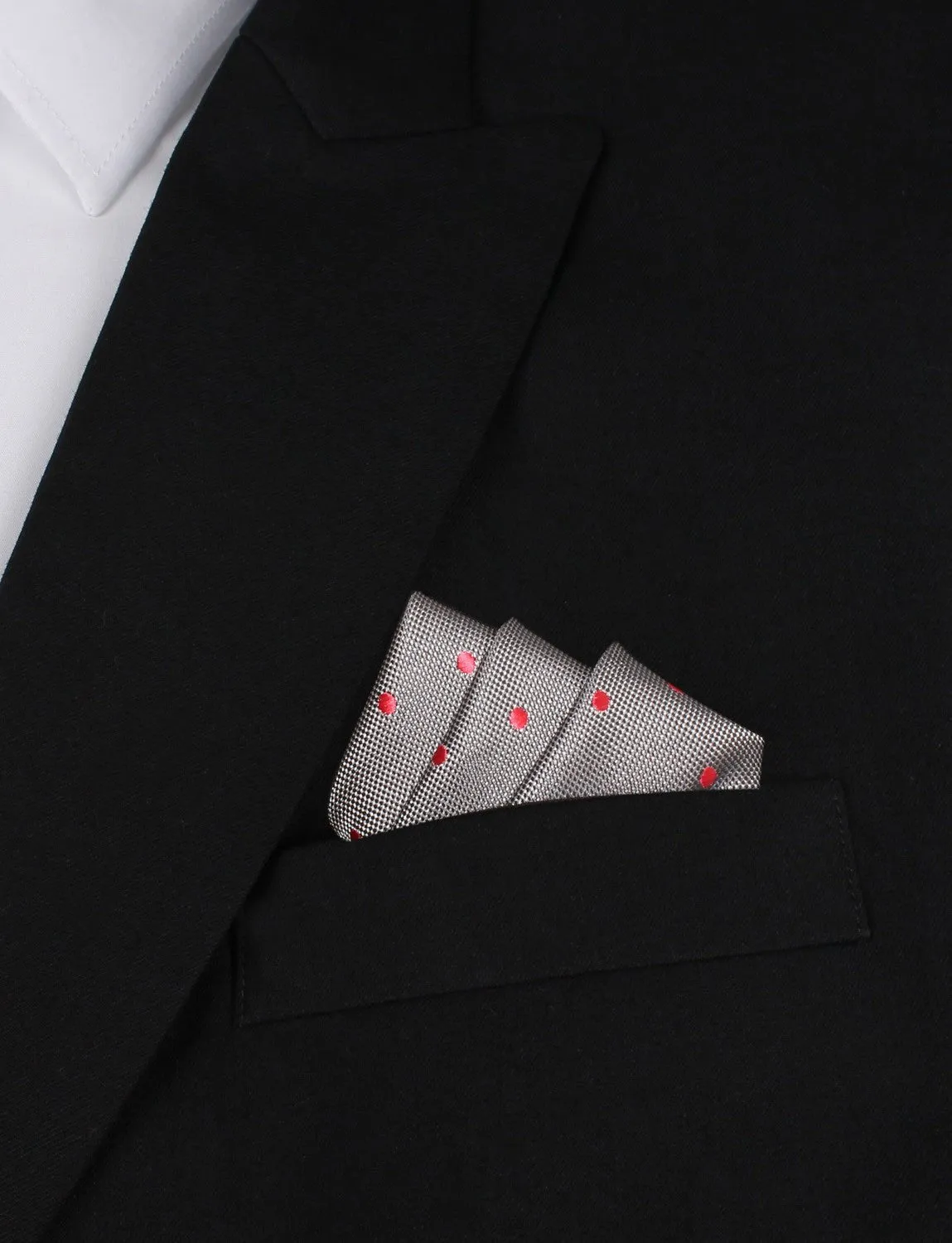 Grey with Hot Pink Polka Dots Pocket Square sold by OTAA product image thumbnail 3