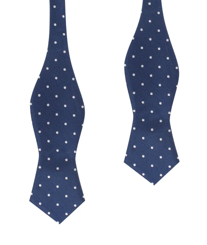 The OTAA Navy Blue with White Polka Dots Self Tie Diamond Tip Bow Tie made by OTAA