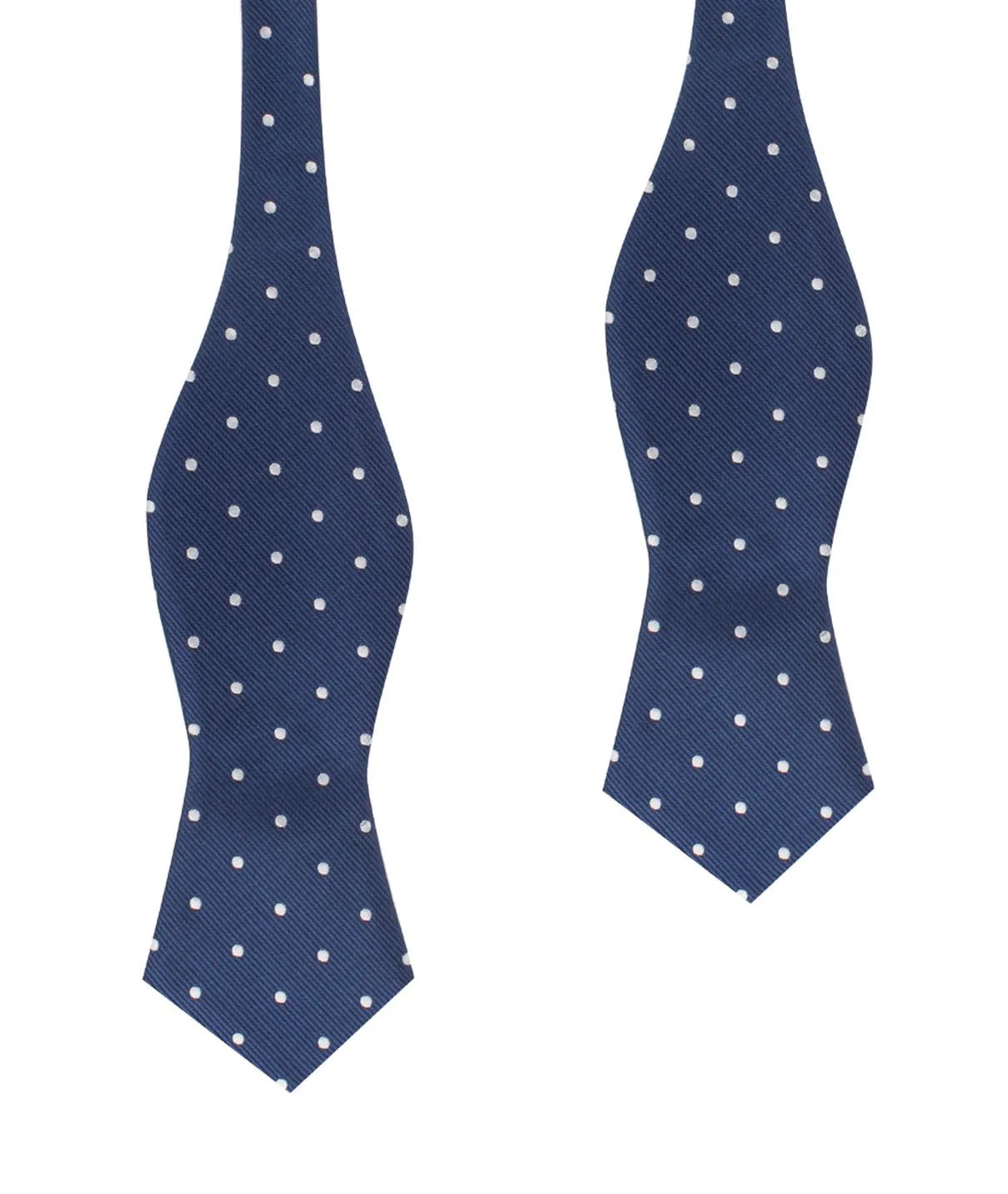 The OTAA Navy Blue with White Polka Dots Self Tie Diamond Tip Bow Tie sold by OTAA