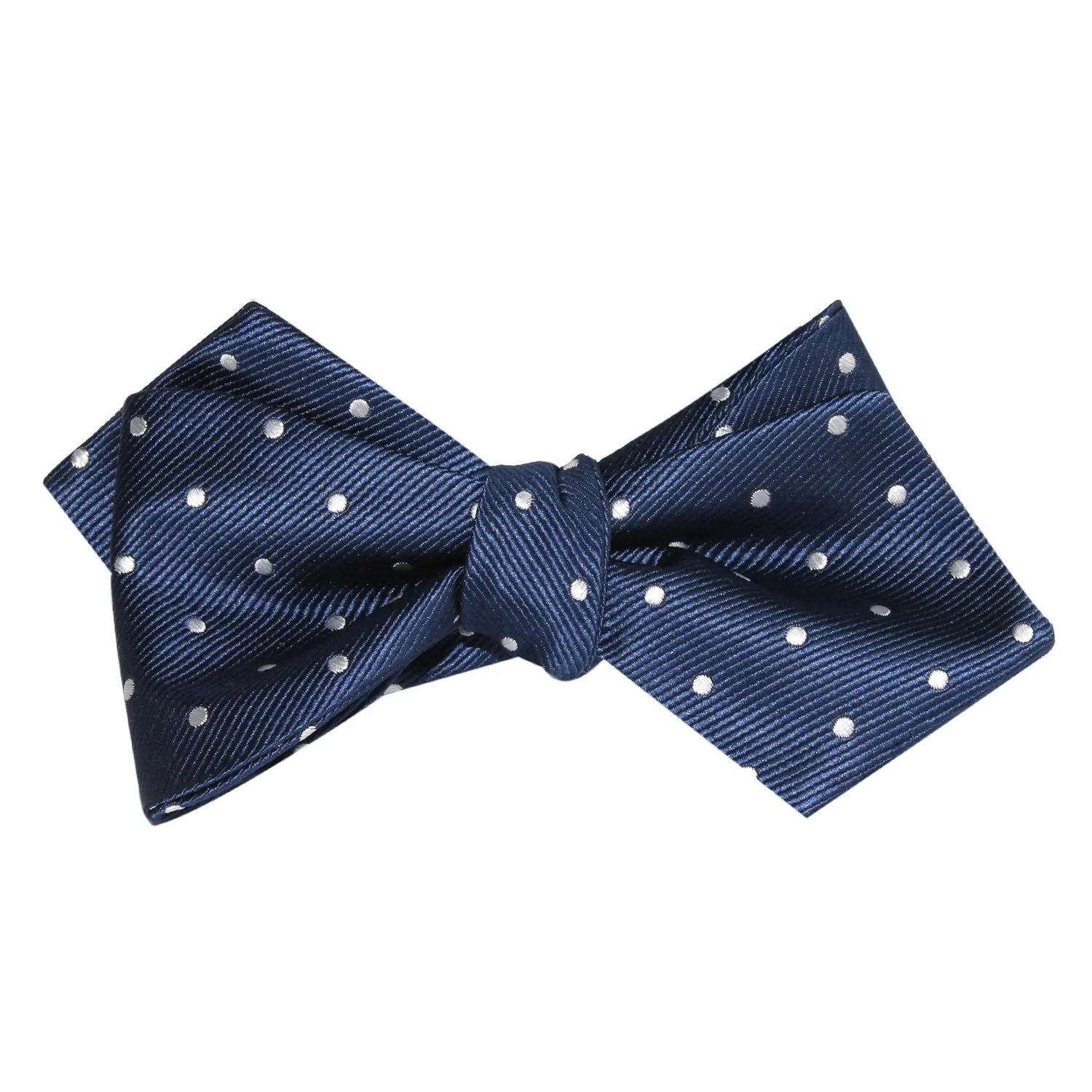 The OTAA Navy Blue with White Polka Dots Self Tie Diamond Tip Bow Tie sold by OTAA product image thumbnail 3