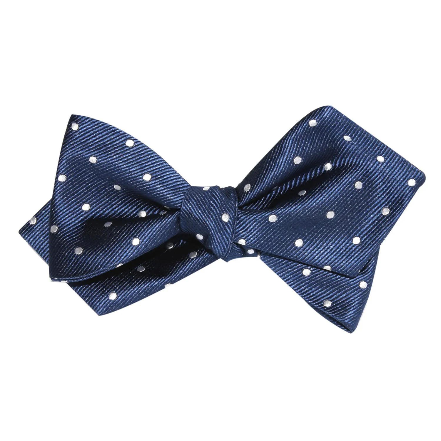 The OTAA Navy Blue with White Polka Dots Self Tie Diamond Tip Bow Tie sold by OTAA product image thumbnail 2