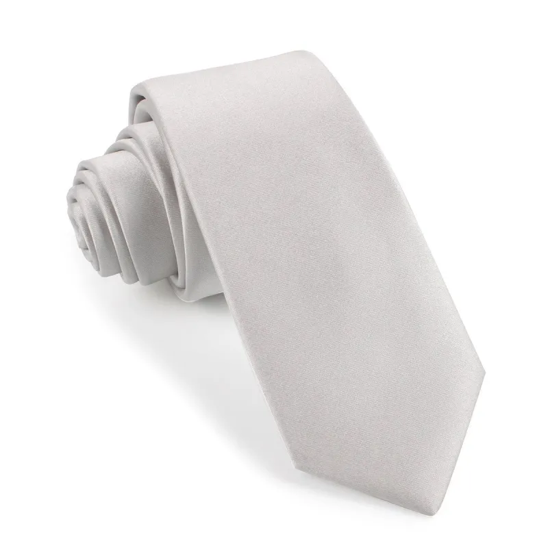 Light Grey Satin Skinny Tie made by OTAA