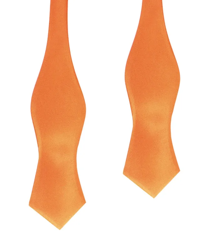 Orange Tangerine Satin Self Tie Diamond Tip Bow Tie made by OTAA