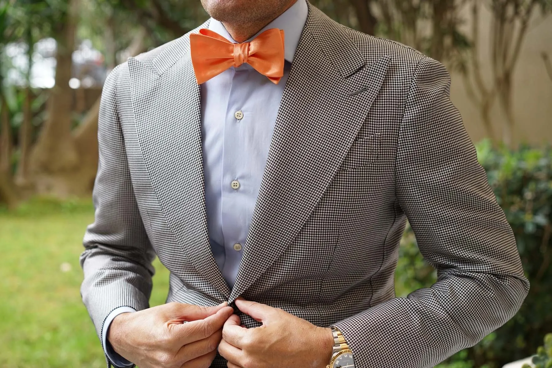Orange Tangerine Satin Self Tie Bow Tie sold by OTAA product image thumbnail 5
