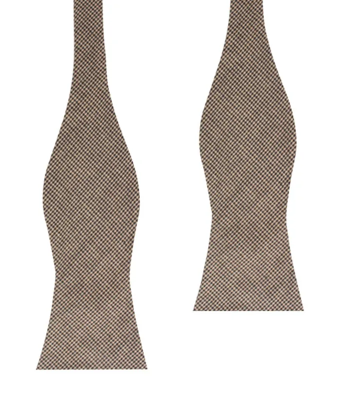 Khaki Black Houndstooth Blend Self Bow Tie made by OTAA