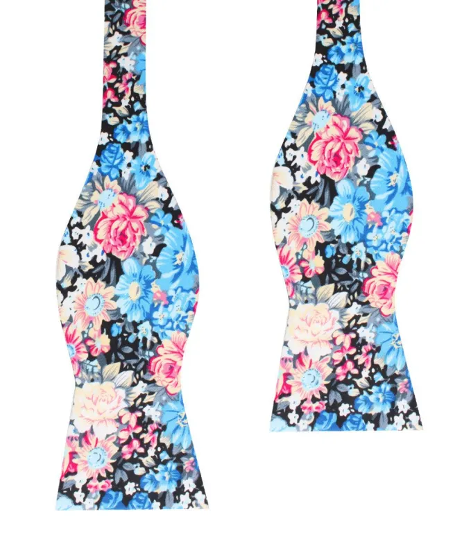 Blue Water Lilies Floral Self Bow Tie made by OTAA