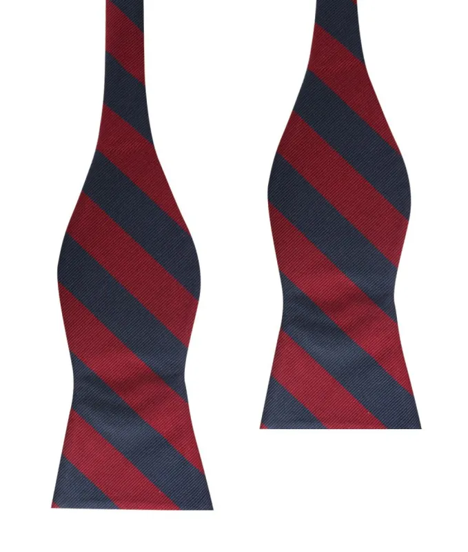 Burgundy & Navy Blue Stripes Self Bow Tie made by OTAA