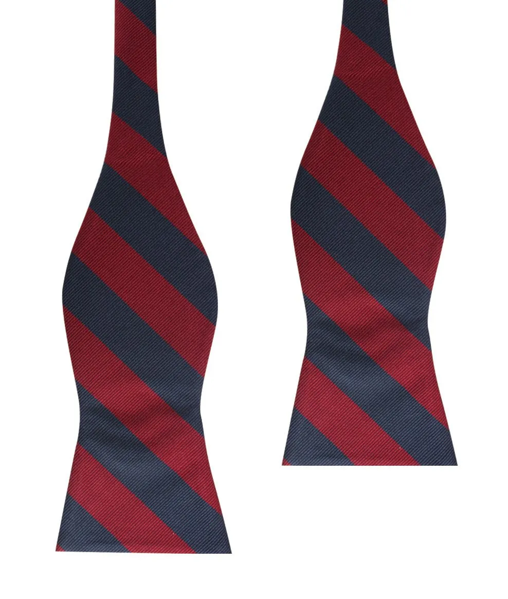 Burgundy & Navy Blue Stripes Self Bow Tie sold by OTAA