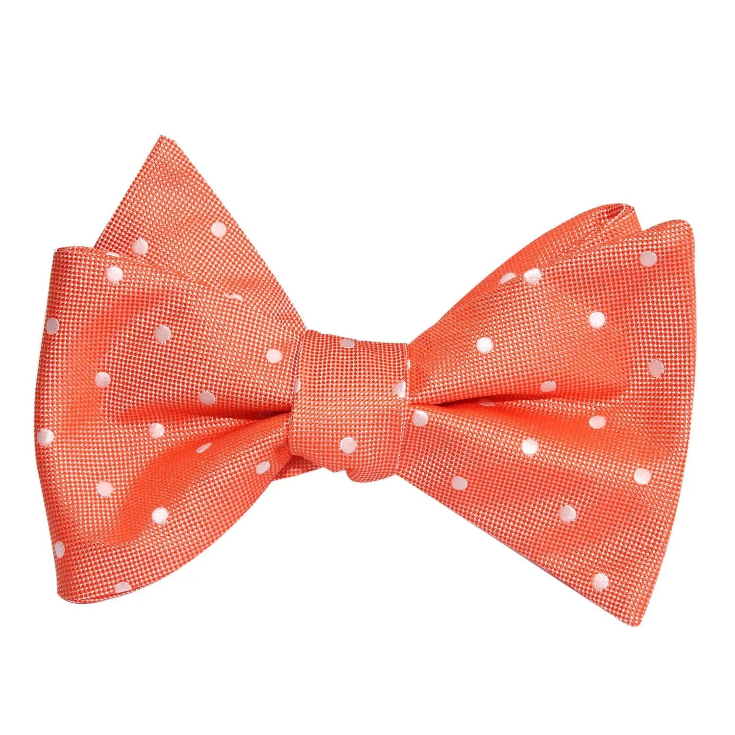 Coral Orange with White Polka Dots Self Tie Bow Tie sold by OTAA product image thumbnail 2