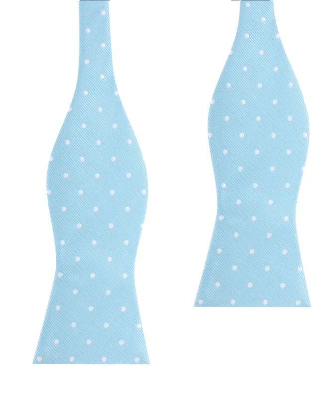 Sky Blue with White Polka Dots Self Tie Bow Tie made by OTAA