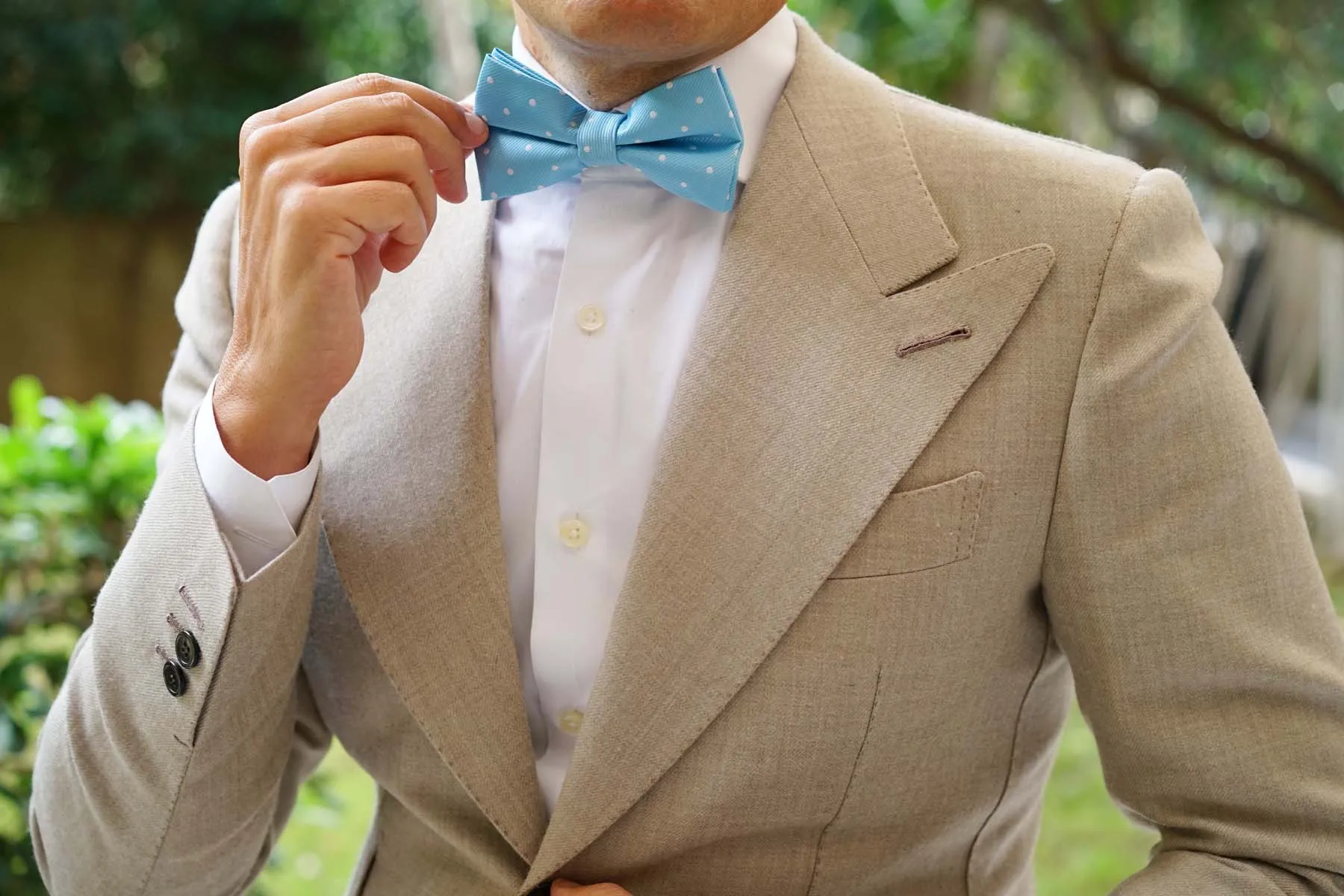 Sky Blue with White Polka Dots Bow Tie sold by OTAA product image thumbnail 5
