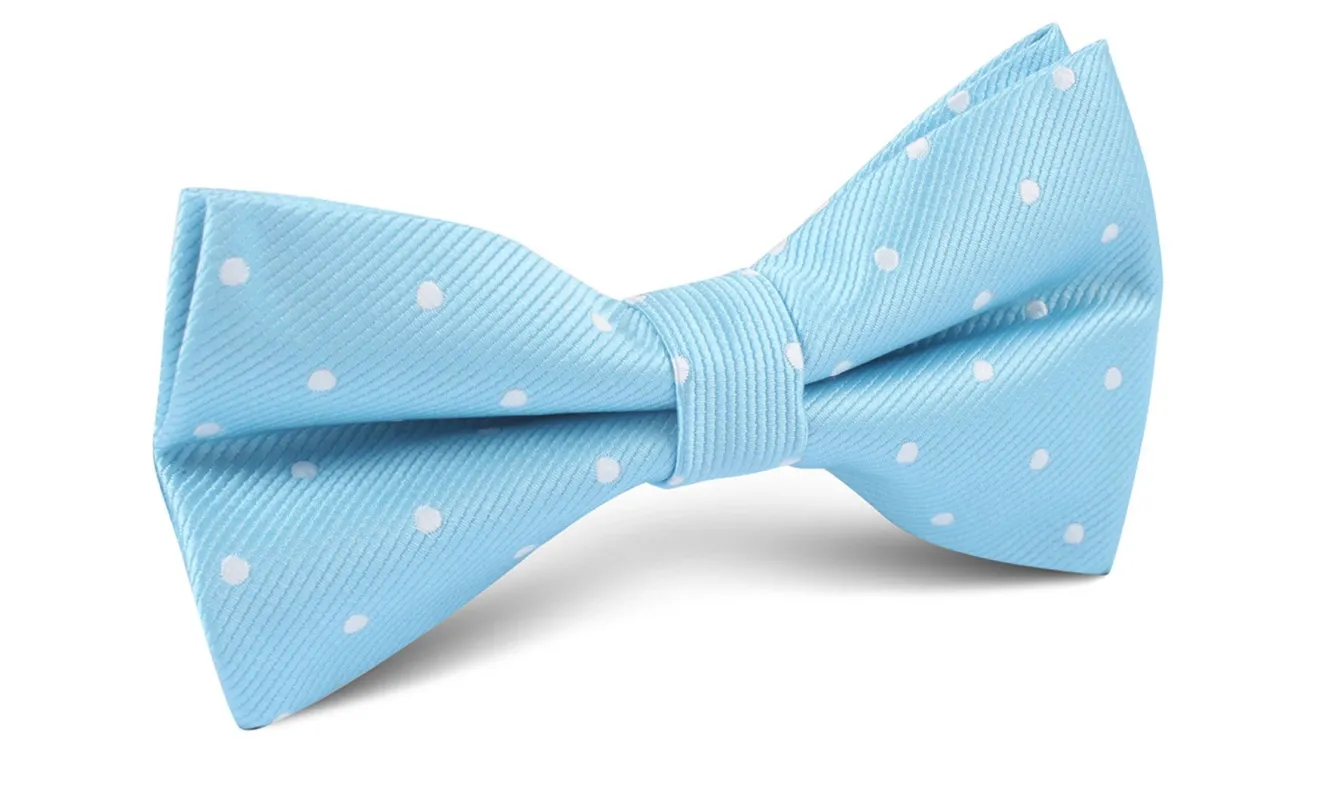 Sky Blue with White Polka Dots Bow Tie made by OTAA