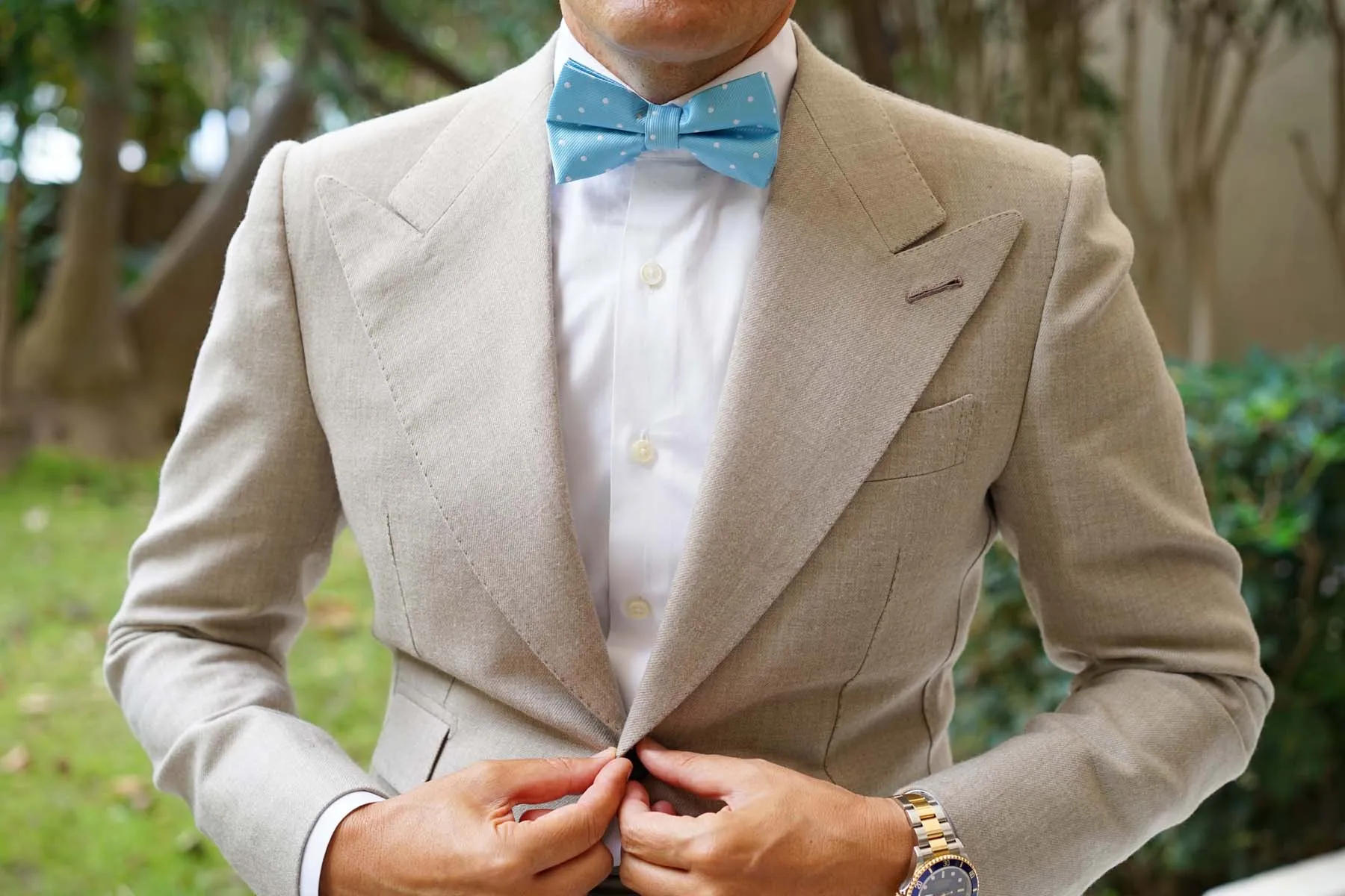Sky Blue with White Polka Dots Bow Tie sold by OTAA product image thumbnail 3