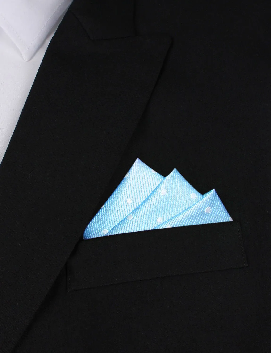 Sky Blue with White Polka Dots Pocket Square sold by OTAA product image thumbnail 3