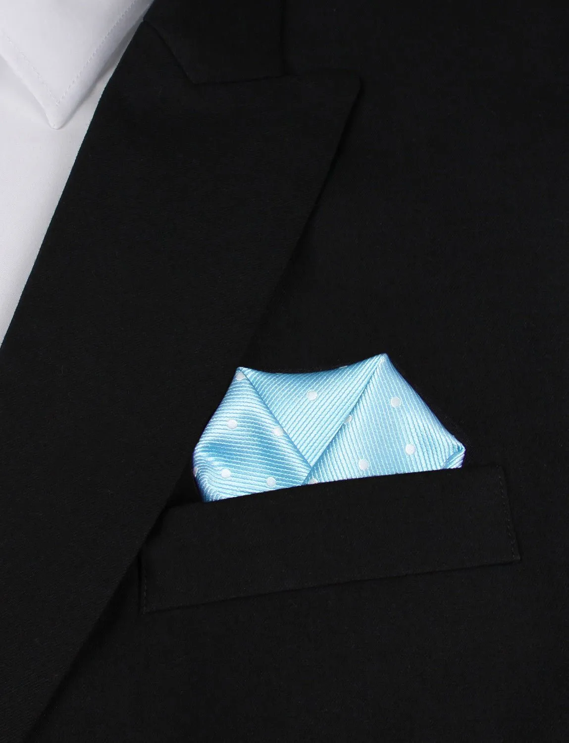 Sky Blue with White Polka Dots Pocket Square sold by OTAA product image thumbnail 4