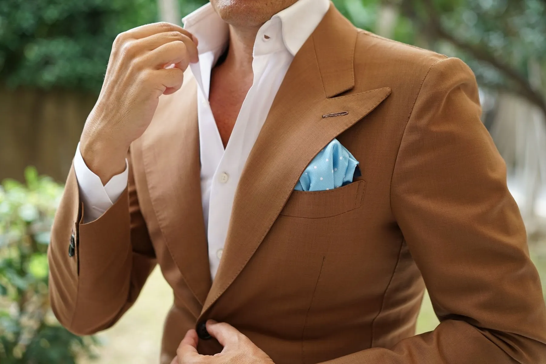 Sky Blue with White Polka Dots Pocket Square sold by OTAA product image thumbnail 5