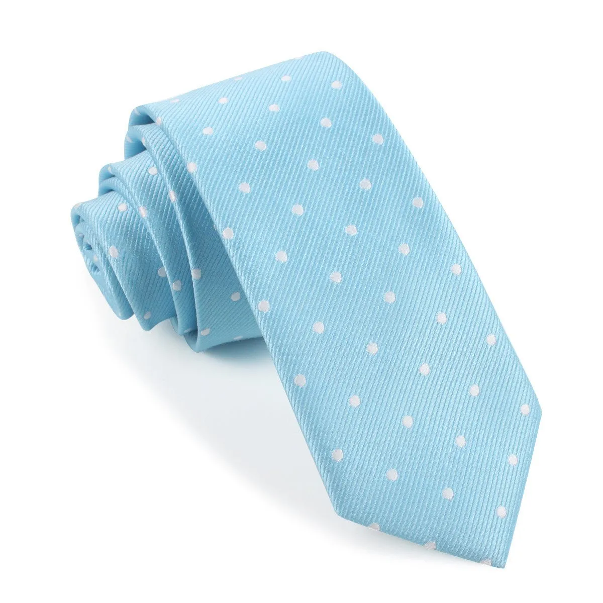 Sky Blue with White Polka Dots Skinny Tie sold by OTAA