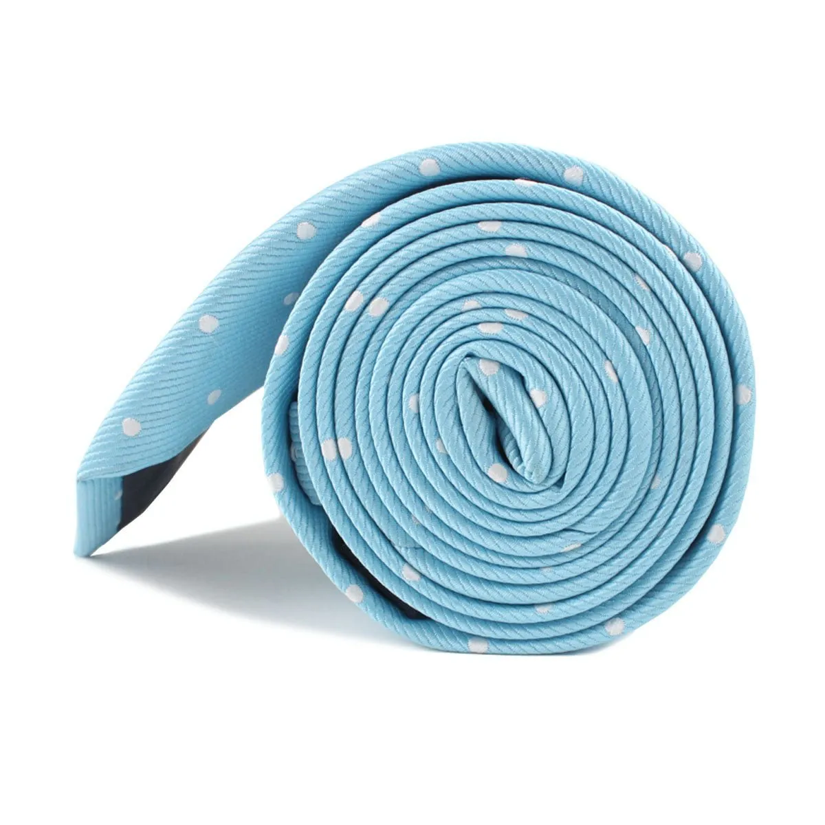 Sky Blue with White Polka Dots Skinny Tie sold by OTAA product image thumbnail 3