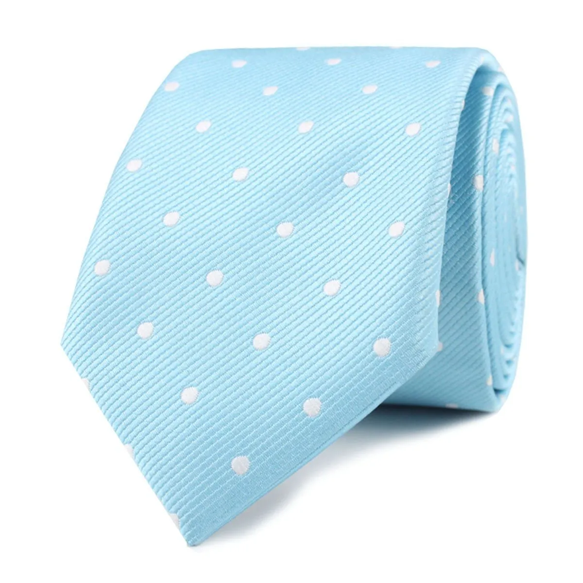 Sky Blue with White Polka Dots Skinny Tie sold by OTAA product image thumbnail 2