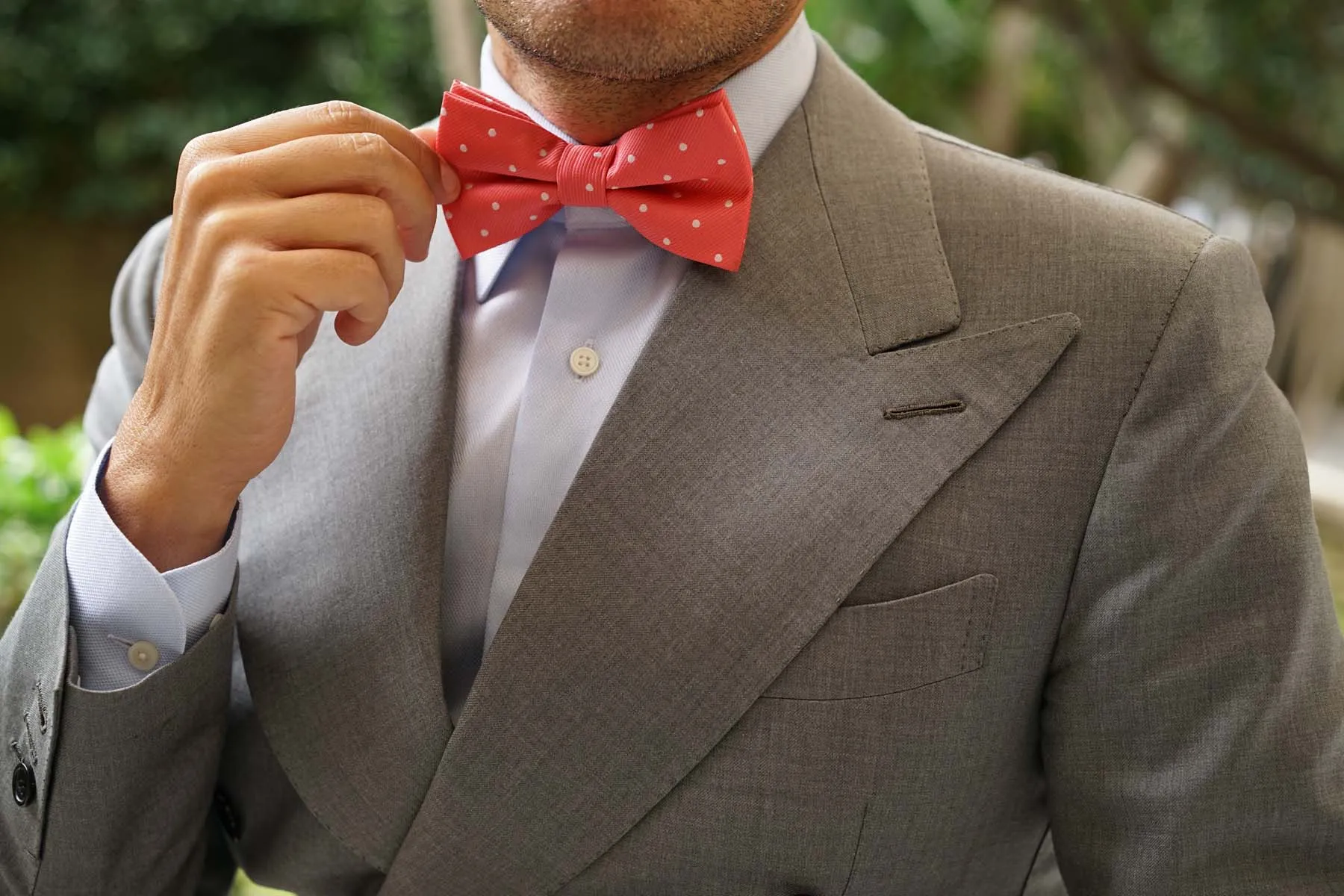 Coral Pink with White Polka Dots Bow Tie sold by OTAA product image thumbnail 5