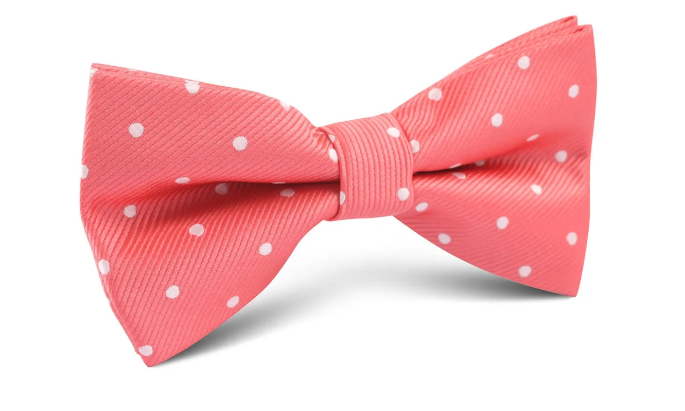 Coral Pink with White Polka Dots Bow Tie made by OTAA