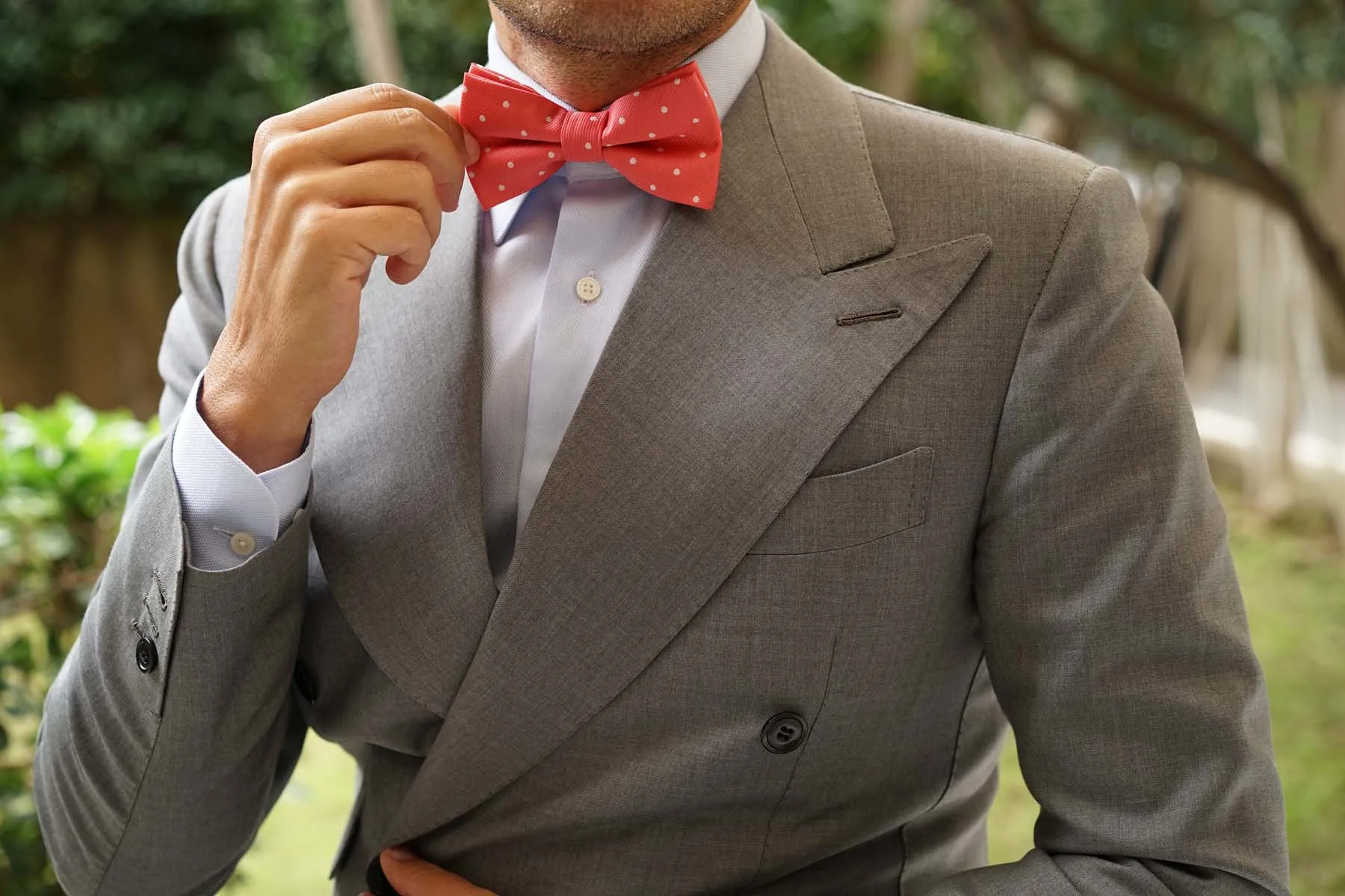 Coral Pink with White Polka Dots Bow Tie sold by OTAA product image thumbnail 3
