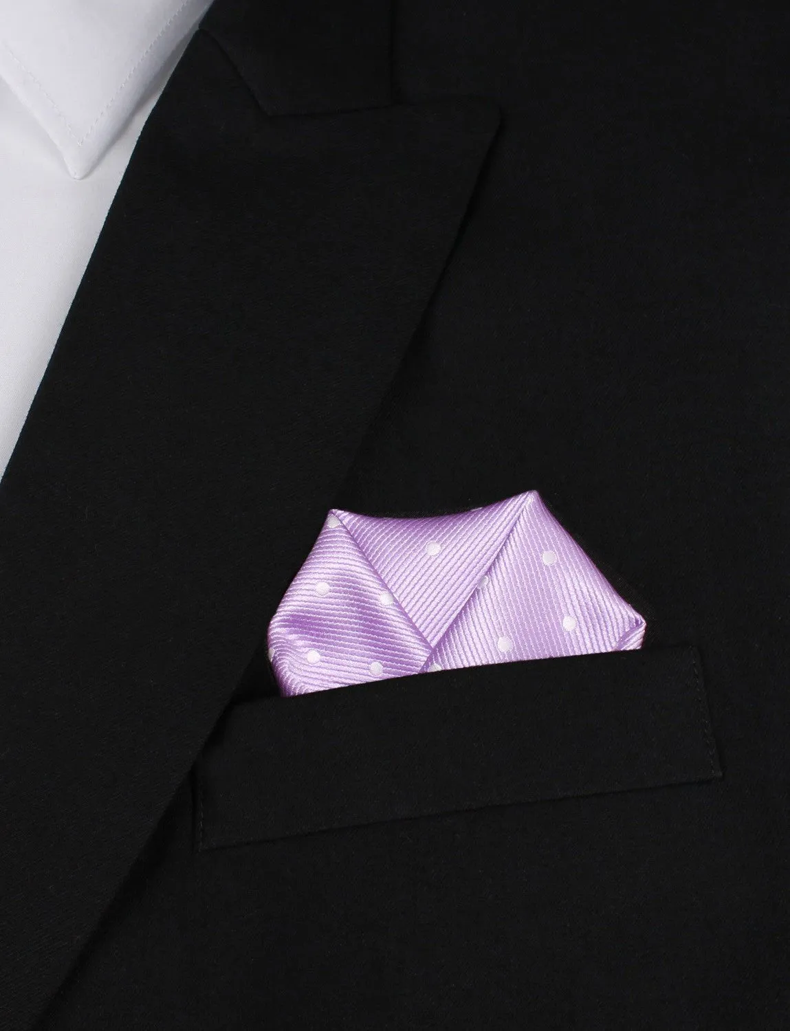 Light Purple with White Polka Dots Pocket Square sold by OTAA product image thumbnail 4