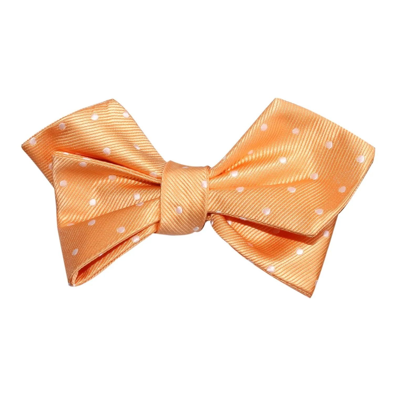 Orange with White Polka Dots Self Tie Diamond Tip Bow Tie sold by OTAA product image thumbnail 2