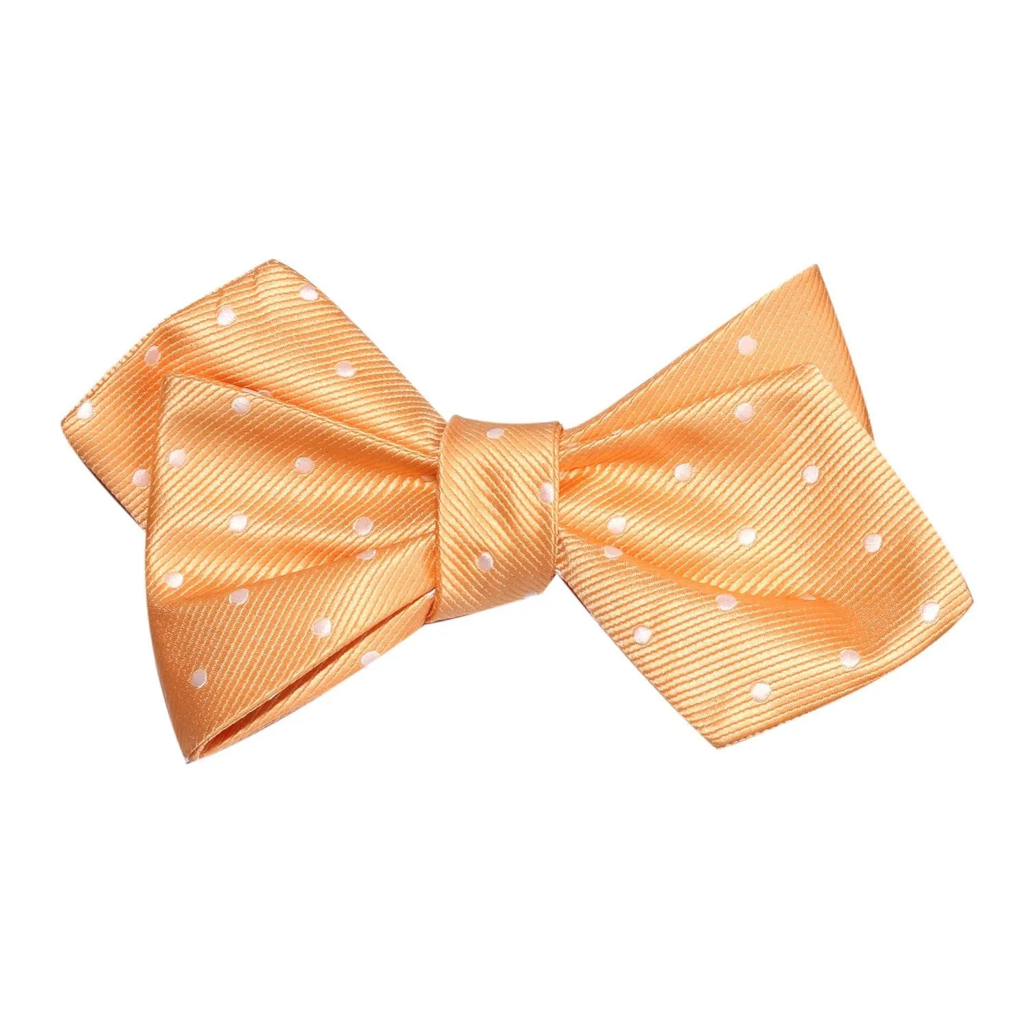 Orange with White Polka Dots Self Tie Diamond Tip Bow Tie sold by OTAA product image thumbnail 3