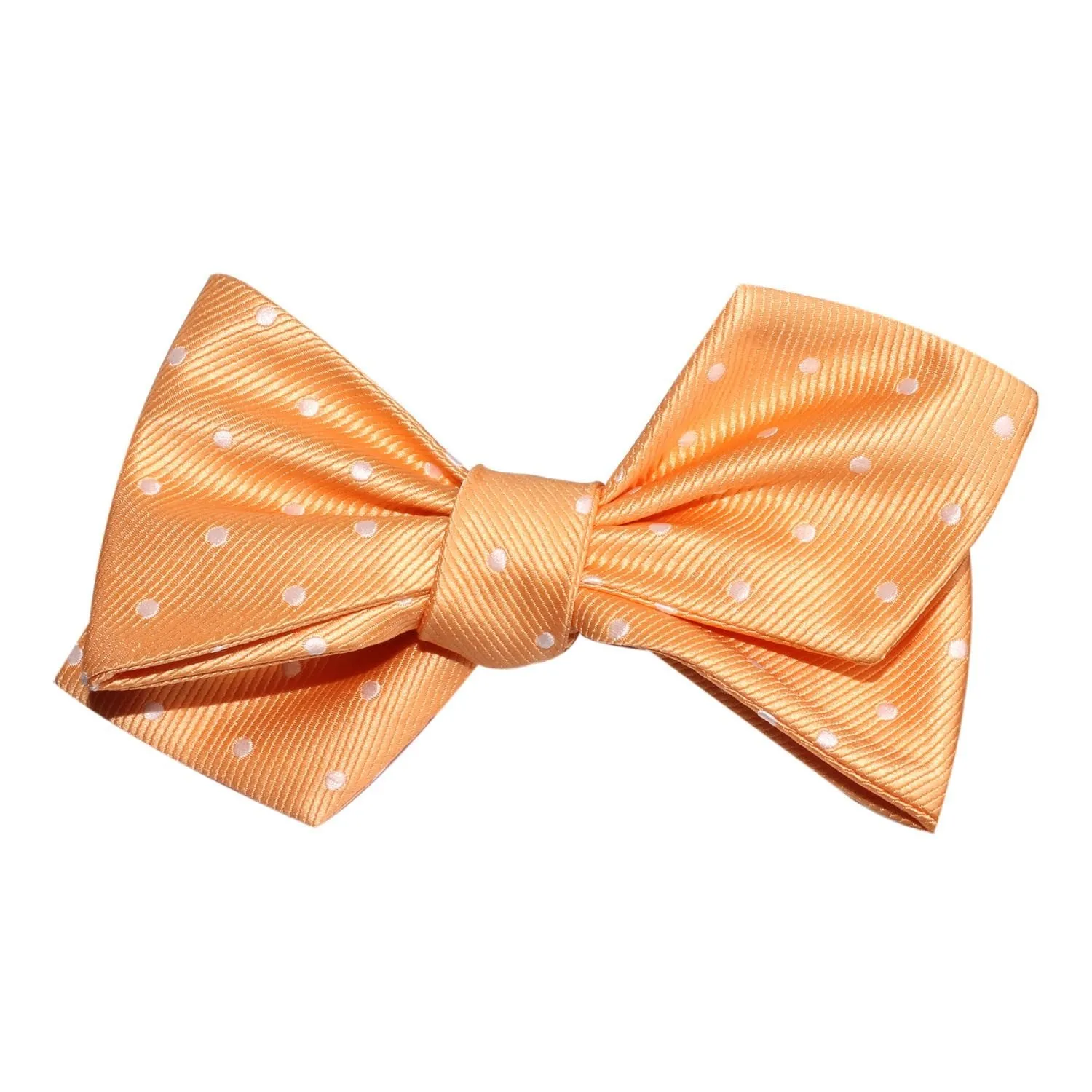 Orange with White Polka Dots Self Tie Diamond Tip Bow Tie sold by OTAA product image thumbnail 4