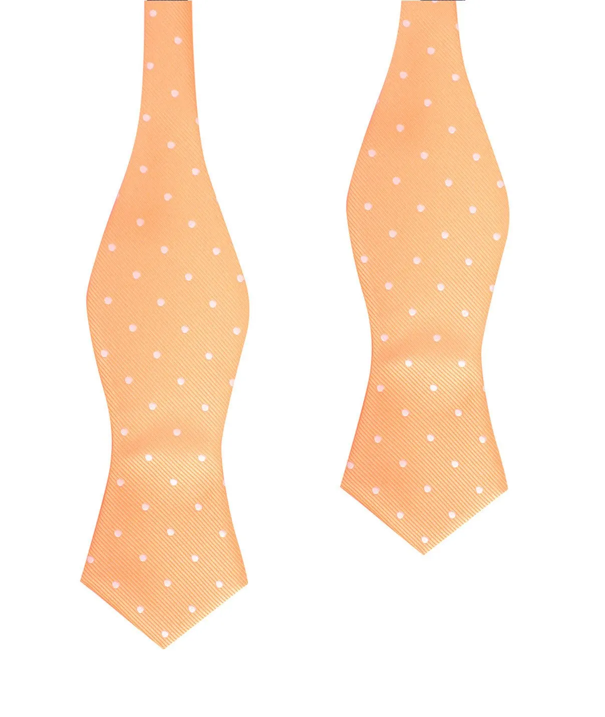 Orange with White Polka Dots Self Tie Diamond Tip Bow Tie sold by OTAA