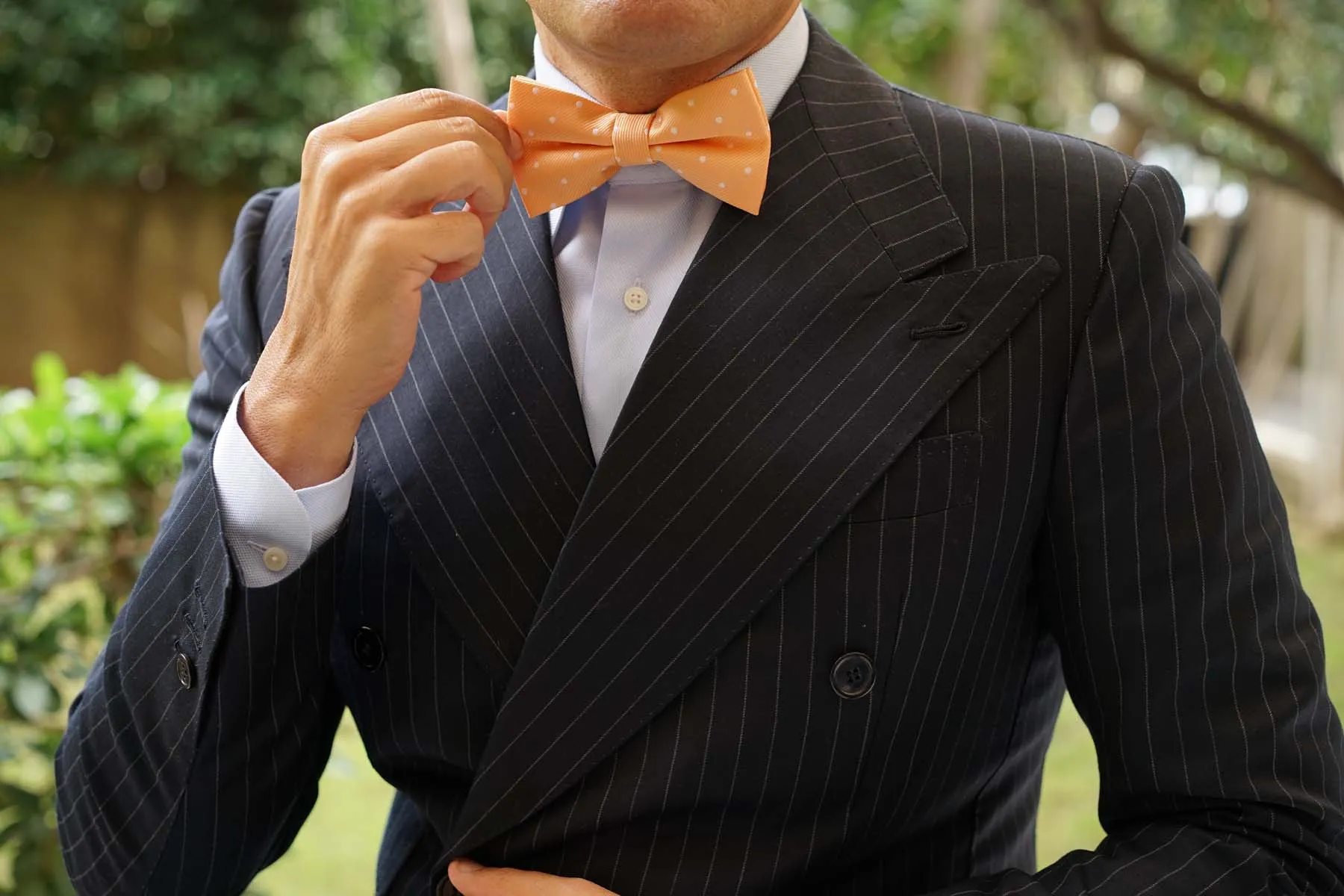 Orange with White Polka Dots Bow Tie sold by OTAA product image thumbnail 3