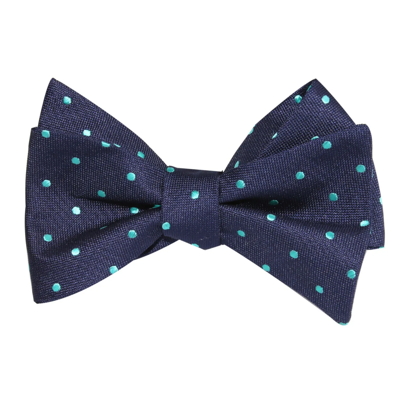 Navy Blue with Mint Blue Polka Dots Self Tie Bow Tie sold by OTAA product image thumbnail 2