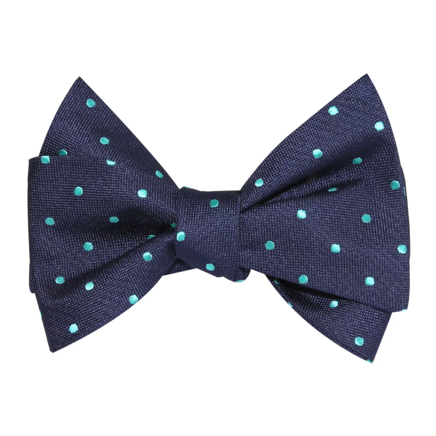 Navy Blue with Mint Blue Polka Dots Self Tie Bow Tie sold by OTAA product image thumbnail 3
