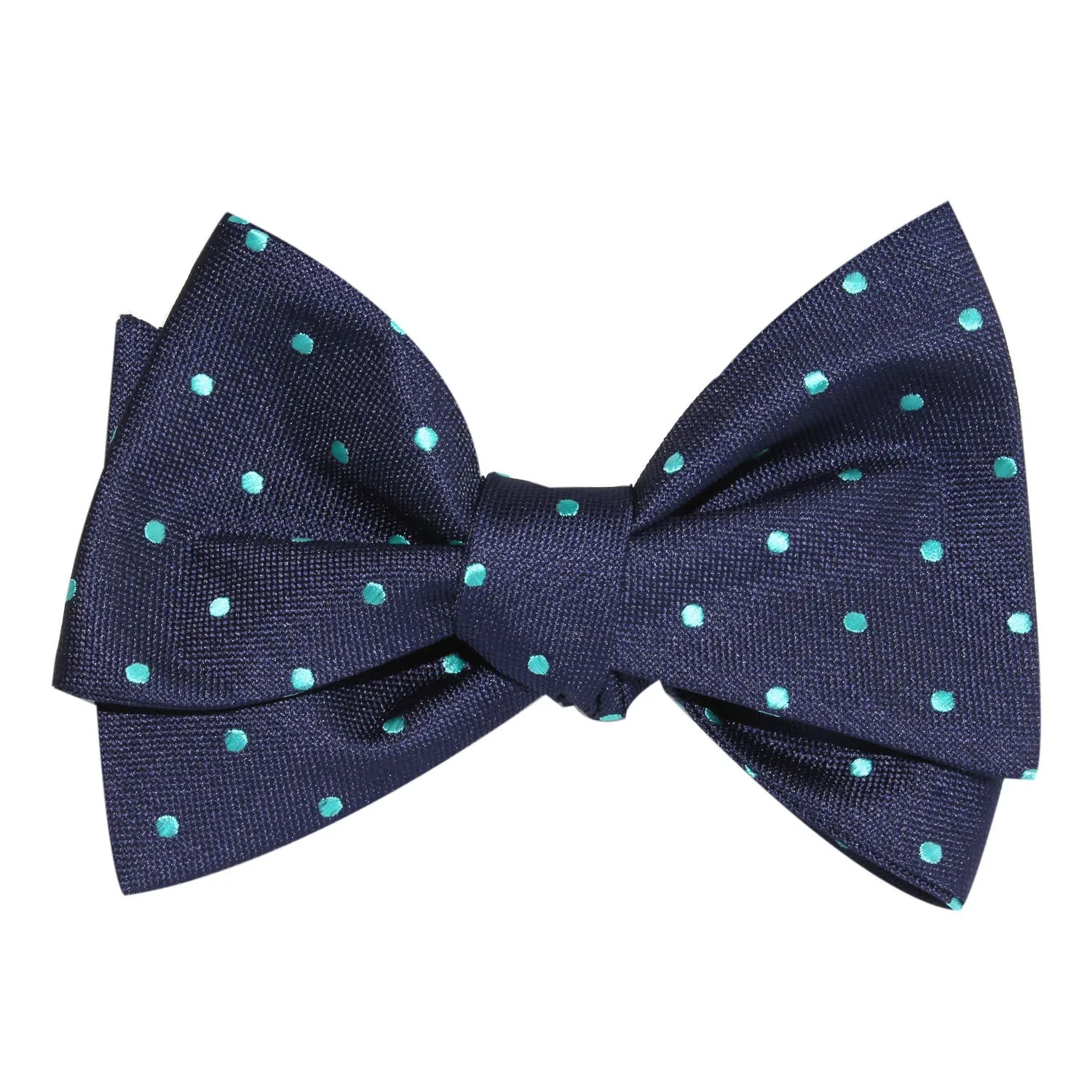 Navy Blue with Mint Blue Polka Dots Self Tie Bow Tie sold by OTAA product image thumbnail 4