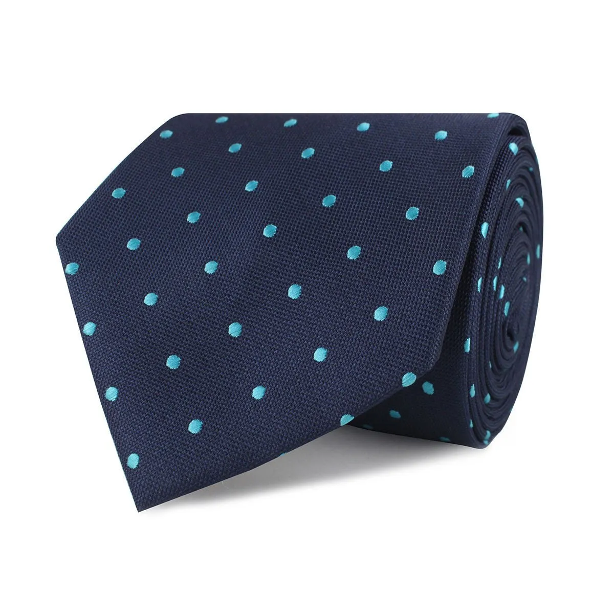 Navy Blue with Mint Blue Polka Dots Necktie sold by OTAA product image thumbnail 2