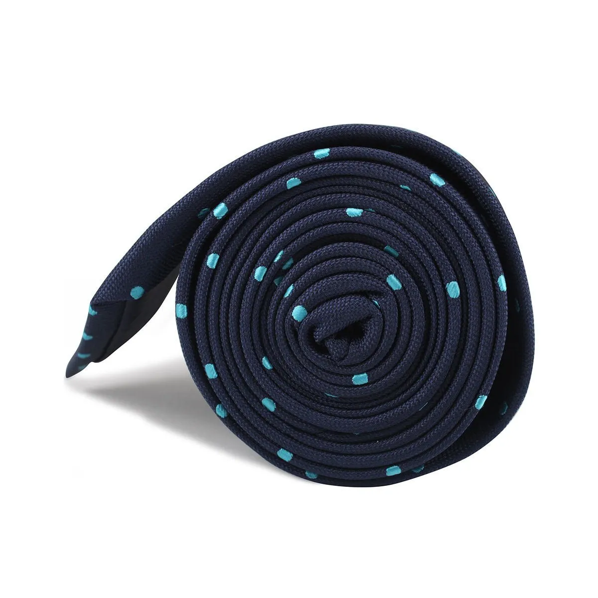 Navy Blue with Mint Blue Polka Dots Necktie sold by OTAA product image thumbnail 4