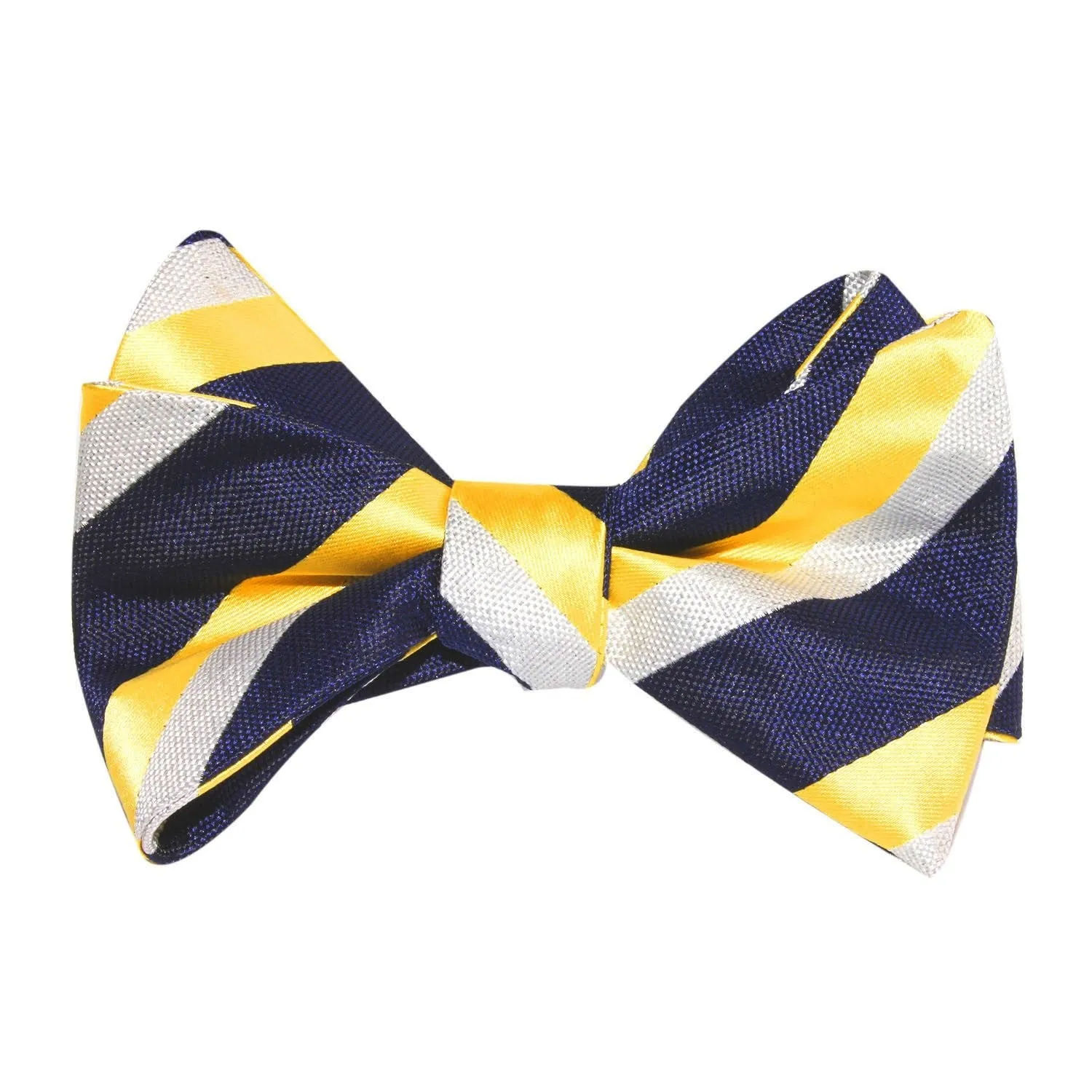 Navy Blue & Yellow Stripe Self Tie Bow Tie sold by OTAA product image thumbnail 2