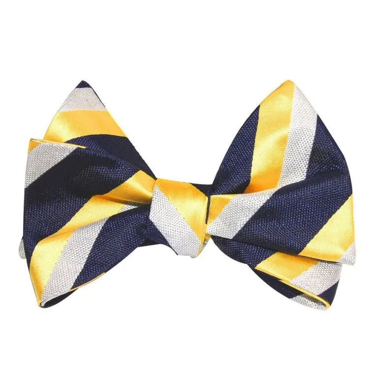 Navy Blue & Yellow Stripe Self Tie Bow Tie sold by OTAA product image thumbnail 3