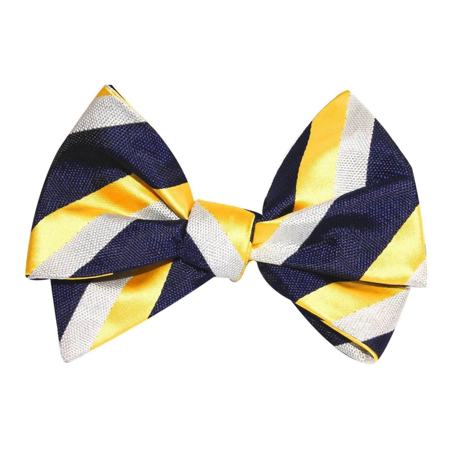 Navy Blue & Yellow Stripe Self Tie Bow Tie sold by OTAA product image thumbnail 4
