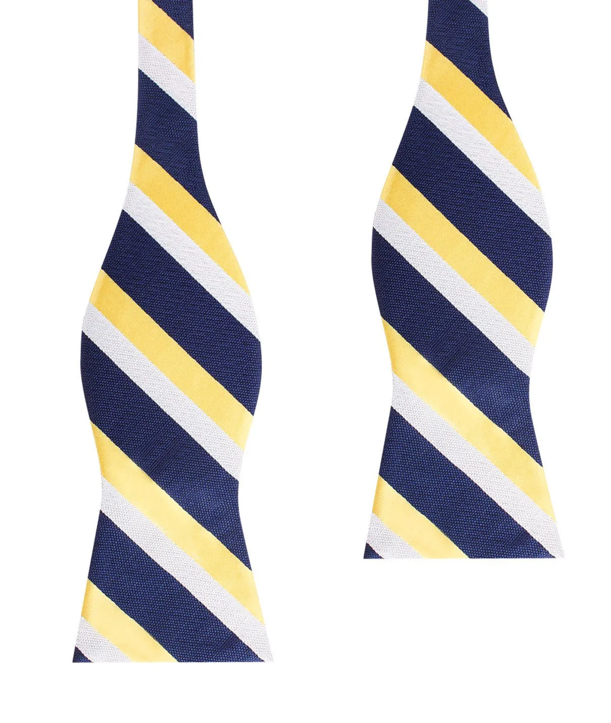 Navy Blue & Yellow Stripe Self Tie Bow Tie sold by OTAA