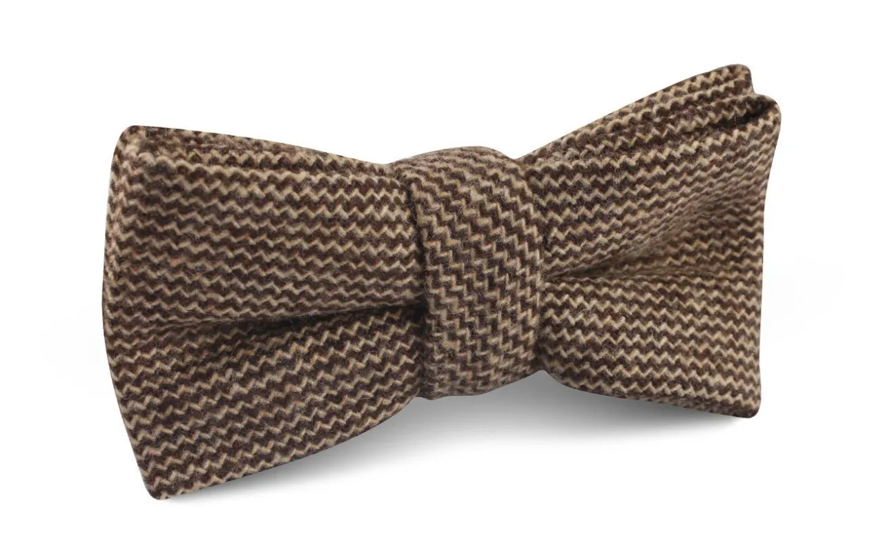 Espresso Brown Zigzag Wool Bow Tie made by OTAA