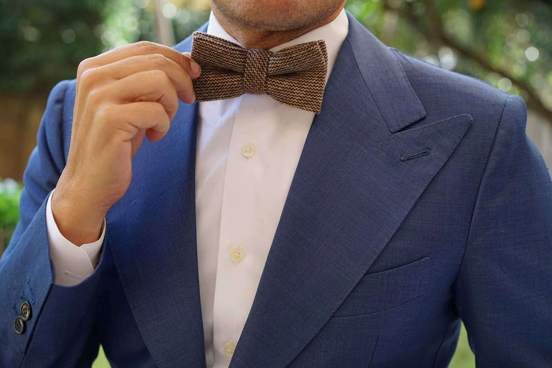 Espresso Brown Zigzag Wool Bow Tie sold by OTAA product image thumbnail 3