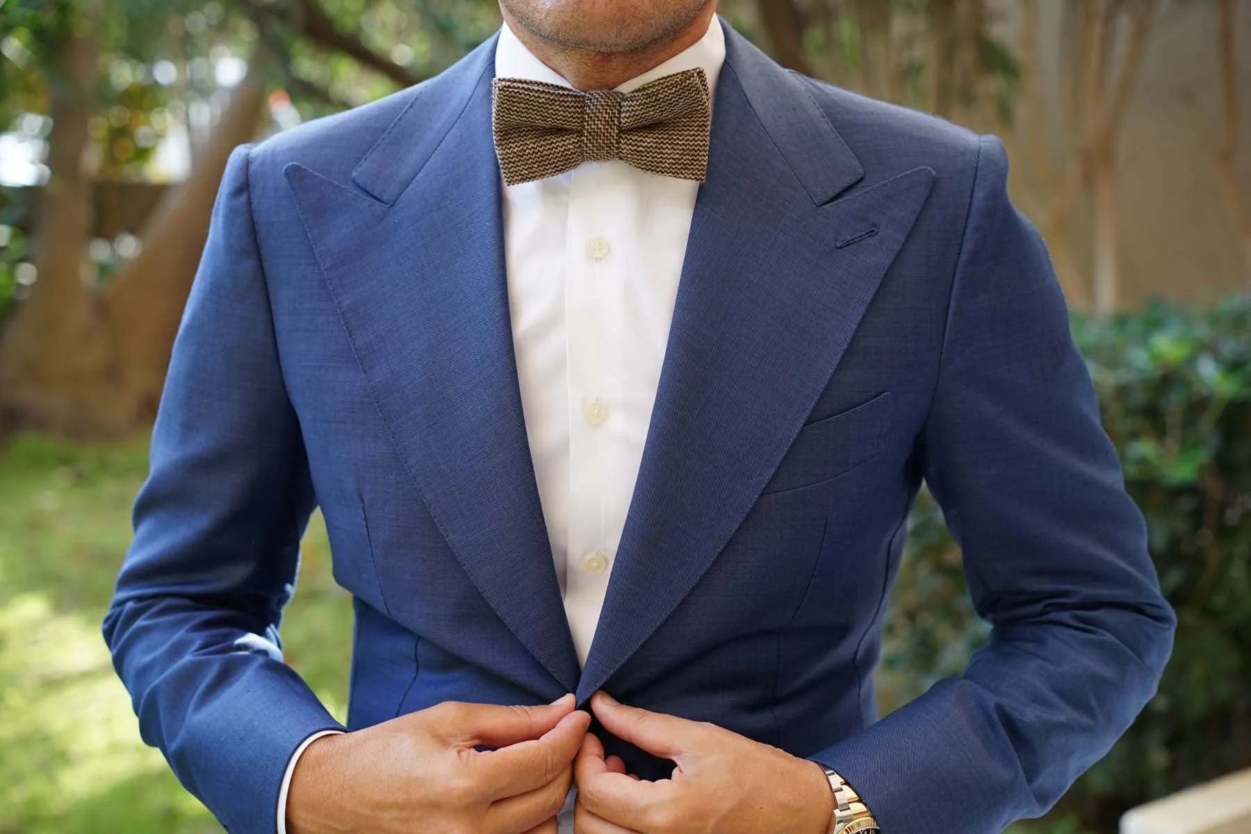 Espresso Brown Zigzag Wool Bow Tie sold by OTAA product image thumbnail 5