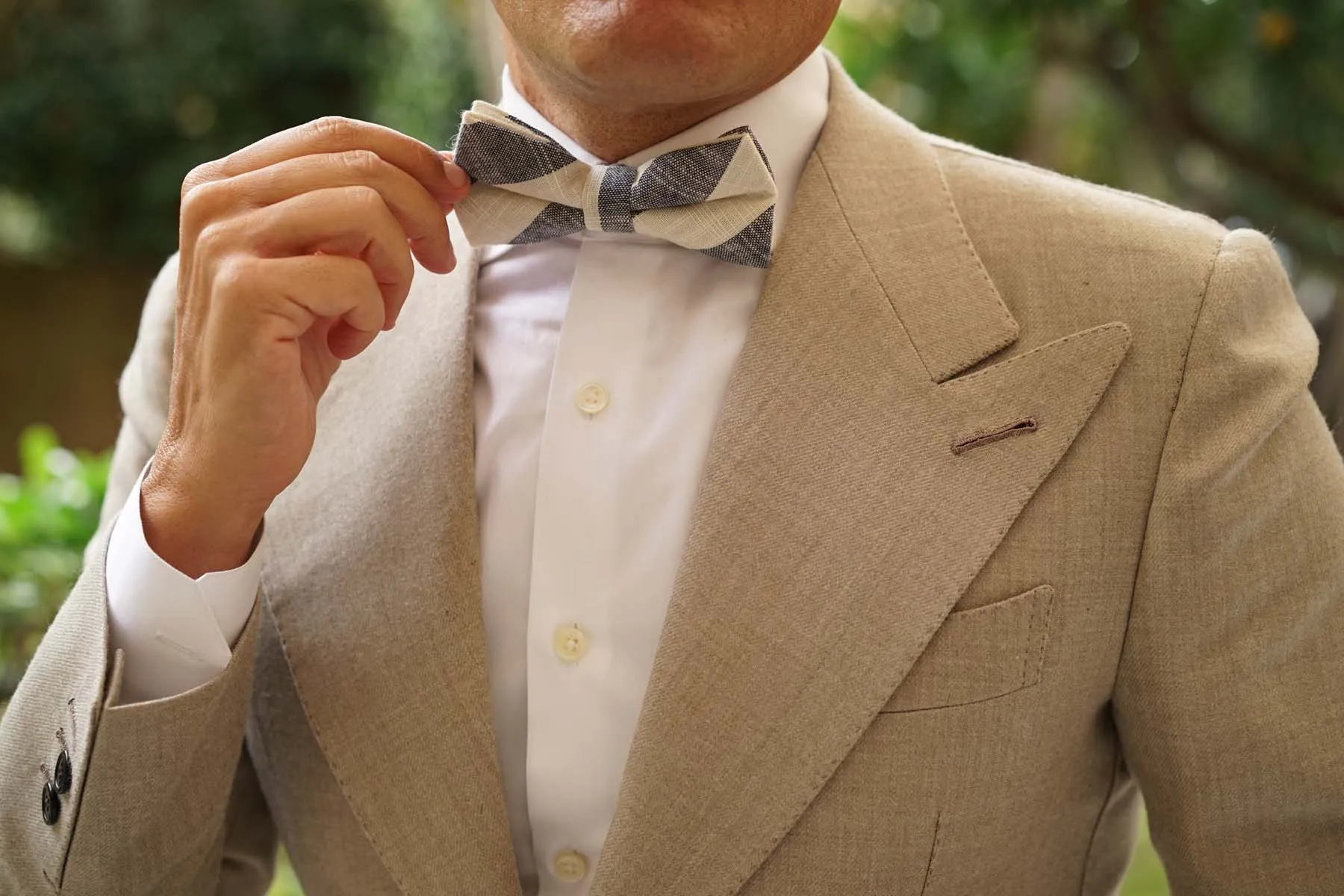 Kekova Blue Striped Linen Bow Tie sold by OTAA product image thumbnail 3