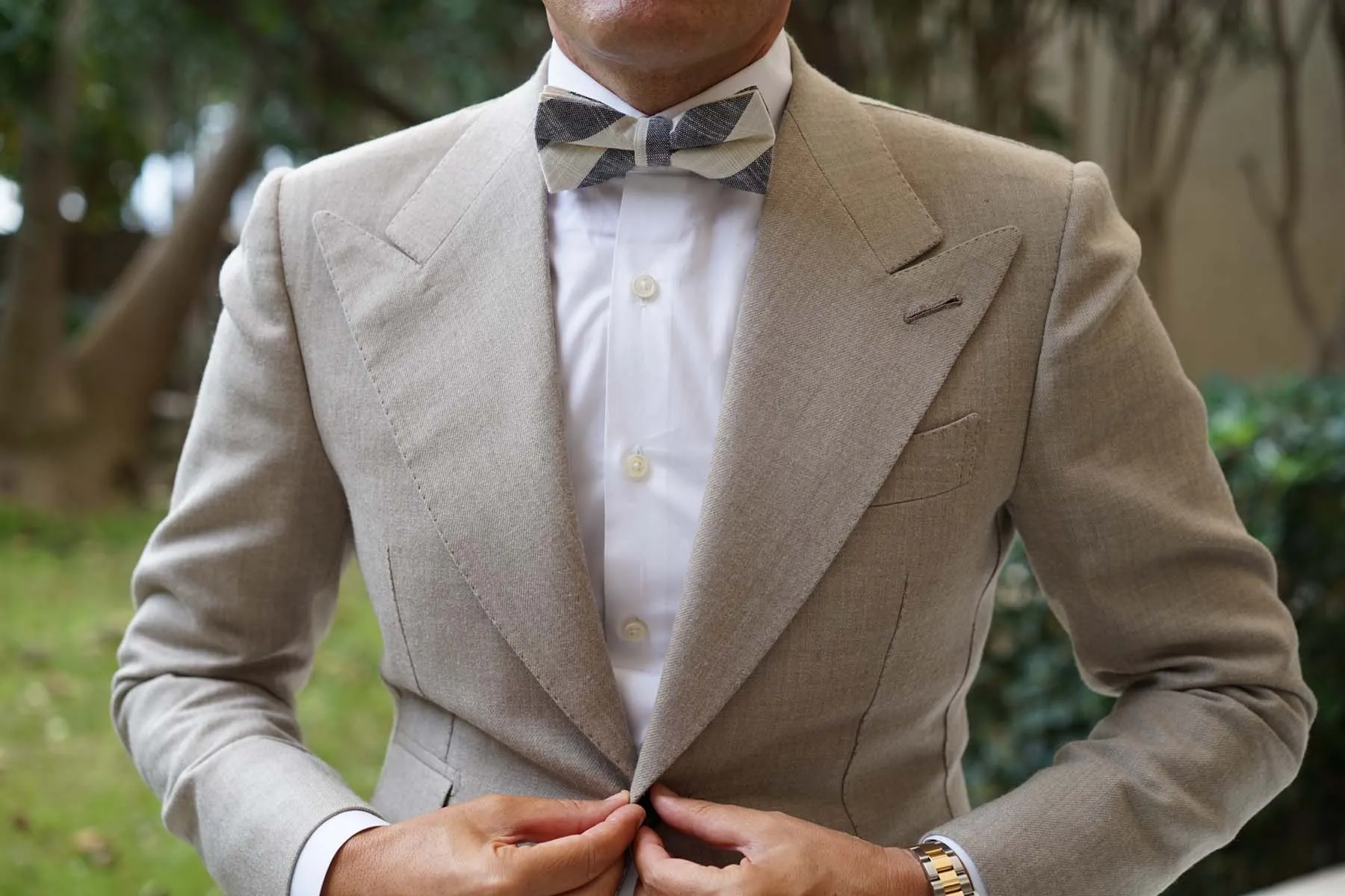 Kekova Blue Striped Linen Bow Tie sold by OTAA product image thumbnail 5