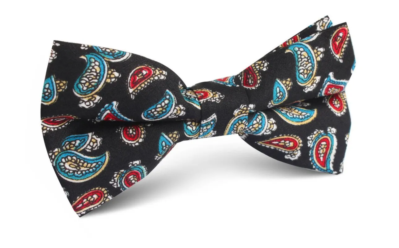 Black Twisted Teardrop Paisley Bow Tie made by OTAA