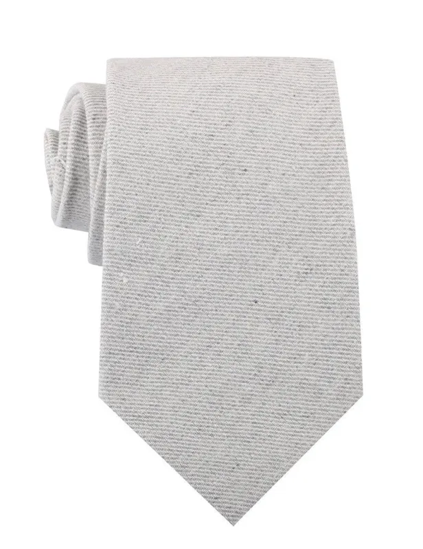 Light Grey Twill Stripe Linen Necktie made by OTAA